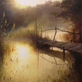 Painting titled "Morning, bridge.jpg" by Vera Fedchenko, Original Artwork, Oil