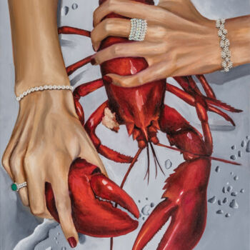 「Luxury lobster」というタイトルの絵画 Alina Shimovaによって, オリジナルのアートワーク, オイル
