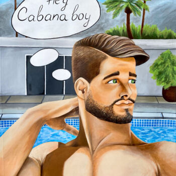 Painting titled "Cabana Boy #3" by Alina Shimova, Original Artwork, Acrylic