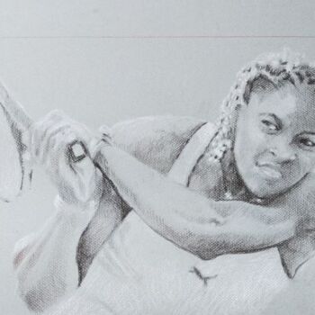 Drawing titled "Serena Williams" by Pol Soupe, Original Artwork, Pencil