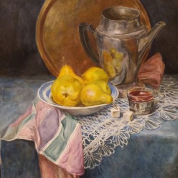 Malarstwo zatytułowany „Натюрморт с грушами” autorstwa Наталия Качанова, Oryginalna praca, Akwarela