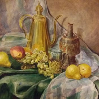 Painting titled "Натюрморт с кувшином" by Nataliia Kachanova, Original Artwork, Watercolor