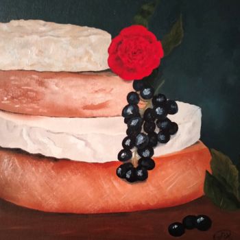 Pittura intitolato "Still life “Cheese”…" da Arina Khlebnikova, Opera d'arte originale, Olio