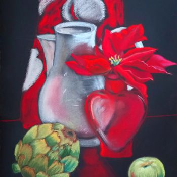 Dessin intitulée "Still life “Red pas…" par Arina Khlebnikova, Œuvre d'art originale, Pastel