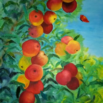 Pintura titulada "Grandma's apples" por Arina Khlebnikova, Obra de arte original, Oleo