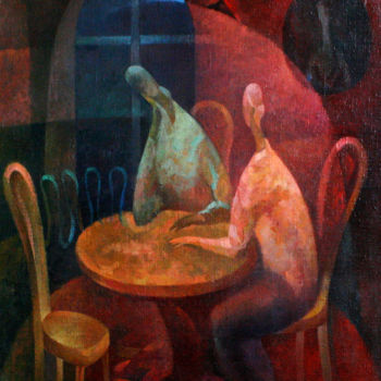 Painting titled "№ 34 За столом." by Aleksei Avakumov, Original Artwork, Oil