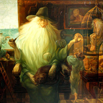 Schilderij getiteld "Сон о мыльных пузыр…" door Aleksei Avakumov, Origineel Kunstwerk, Olie