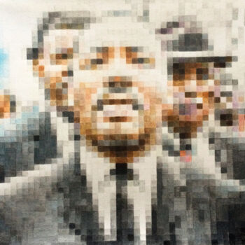 제목이 "Pixel Dr.King"인 그림 A-Criticart로, 원작, 연필 기타 단단한 패널에 장착됨