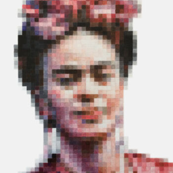 Dibujo titulada "Pixel Frida" por A-Criticart, Obra de arte original, Lápiz Montado en Otro panel rígido