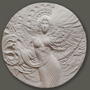 Sculpture intitulée "bas-relief medallion" par Alexandr Belov, Œuvre d'art originale, Plâtre