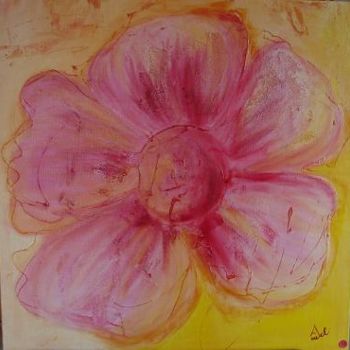 Peinture intitulée "fleur rose" par A-Del, Œuvre d'art originale