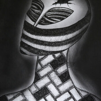 Рисунок под названием "Introversion" - Alain Delanneau, Подлинное произведение искусства, Чернила