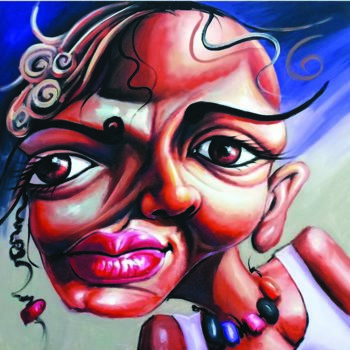 「Femme Africaine」というタイトルの絵画 A El Hadiによって, オリジナルのアートワーク, アクリル