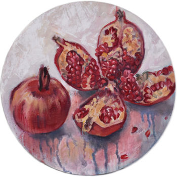 Malerei mit dem Titel "pomegranate" von Aliia Giliazova, Original-Kunstwerk, Öl