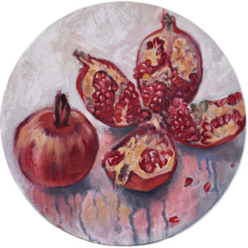 Painting titled "pomegranate" by Aliia Giliazova, Original Artwork, Oil