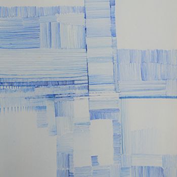 Картина под названием "Blue Lines I" - Anna Jannack, Подлинное произведение искусства, Акварель