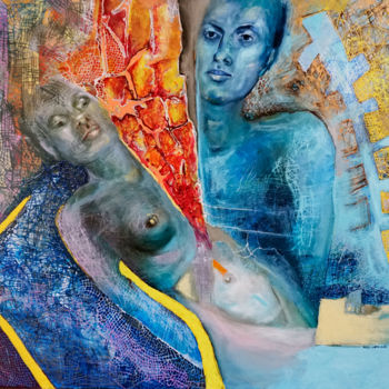Malarstwo zatytułowany „Sekretny błękit” autorstwa Anna Lupa-Suchy, Oryginalna praca, Olej