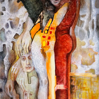 Malerei mit dem Titel "Hej" von Anna Lupa-Suchy, Original-Kunstwerk, Öl