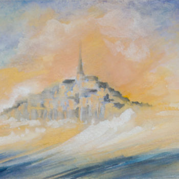 Painting titled "MONT SAINT MICHEL A…" by A.Mt.Vankerk Vankerk "Loulou", Original Artwork, Watercolor