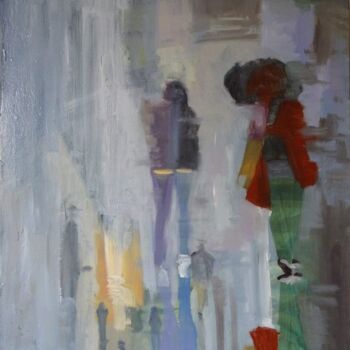 Painting titled "impression pluie 1" by A.N.Leroux, Original Artwork, Oil