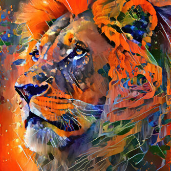 Digitale Kunst mit dem Titel "Lion" von A.R.Pixo, Original-Kunstwerk, 2D digitale Arbeit