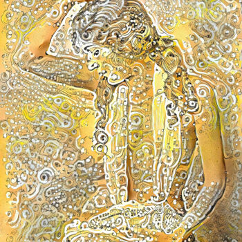 Arts numériques intitulée "Jeune femme jaune" par A.R.Pixo, Œuvre d'art originale, Travail numérique 2D