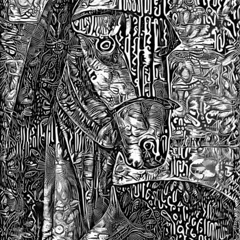 Digitale Kunst mit dem Titel "Cheval Giger" von A.R.Pixo, Original-Kunstwerk, 2D digitale Arbeit