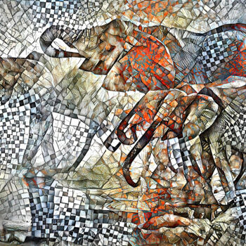 Digital Arts titled "Eléphants au point…" by A.R.Pixo, Original Artwork, 2D Digital Work