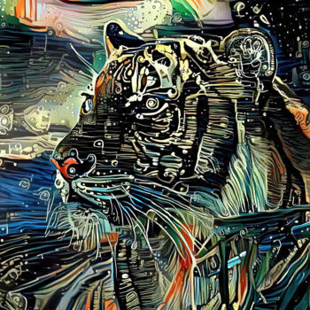 Digitale Kunst mit dem Titel "Sombre Tigre" von A.R.Pixo, Original-Kunstwerk, 2D digitale Arbeit
