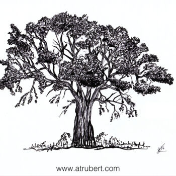 Dessin intitulée "Croquis arbre Artis…" par A.T.6 Alexandre Trubert, Œuvre d'art originale