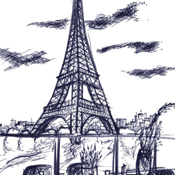 Drawing titled "Croquis Paris, "Tou…" by A.T.6 Alexandre Trubert, Original Artwork, Marker