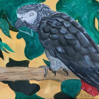Malarstwo zatytułowany „"Попугай Гоша"” autorstwa A.Valery, Oryginalna praca, Akryl Zamontowany na Drewniana rama noszy