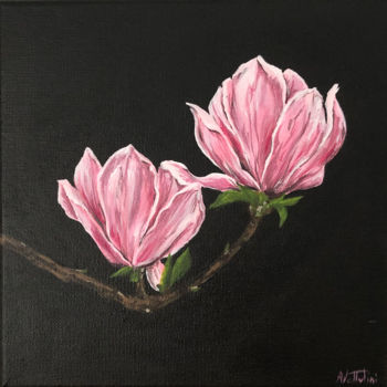 Malerei mit dem Titel "Magnolia" von Avellutini, Original-Kunstwerk, Acryl