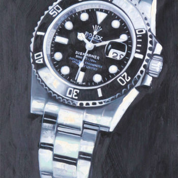 绘画 标题为“Rolex Submarine 168…” 由A. Wadja, 原创艺术品, 油