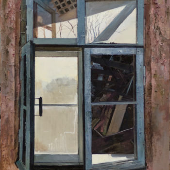 Painting titled "Old window" by Anna Zavilenskaia, Original Artwork, Oil