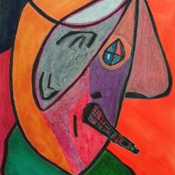 Drawing titled "'Zipper For Silence'" by A'Zo Hazo, Original Artwork, Marker