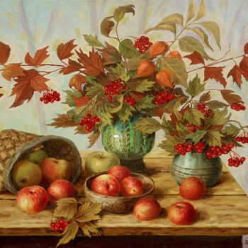 Painting titled "Gifts of an autumn…" by Arkady Zrazhevsky, Original Artwork, Oil