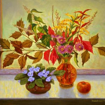 Pintura titulada "Autumn still-life a…" por Arkady Zrazhevsky, Obra de arte original, Oleo