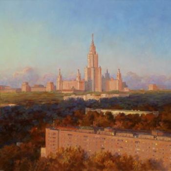 Painting titled "Moscow. A viev of t…" by Arkady Zrazhevsky, Original Artwork, Oil