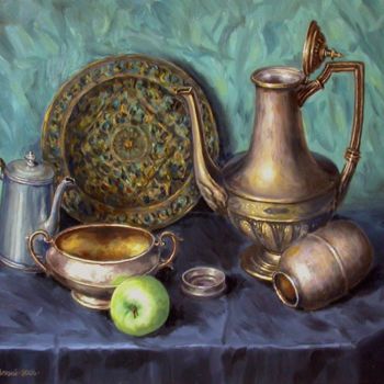 Painting titled "Still-life with the…" by Arkady Zrazhevsky, Original Artwork, Oil