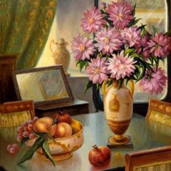 Painting titled "Still-life in an in…" by Arkady Zrazhevsky, Original Artwork, Oil