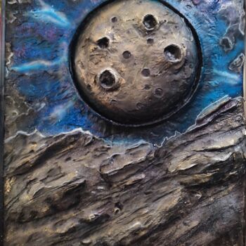 Картина под названием "Луна" - А4, Подлинное произведение искусства, Аэрограф