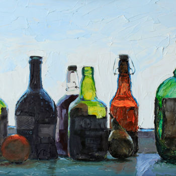 Картина под названием "Мартовские бутылки" - Ankor71, Подлинное произведение искусства, Масло