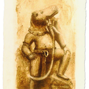 Pintura intitulada "Caceteiro I     (Ma…" por António Amaralgomes, Obras de arte originais, Pigmentos Montado em Cartão