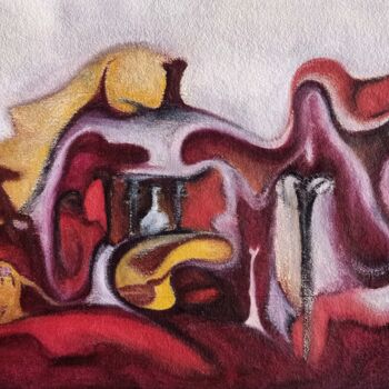 Malarstwo zatytułowany „Vase On The Yellow…” autorstwa Aakash Mali, Oryginalna praca, Olej