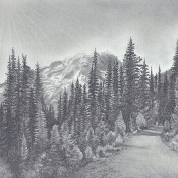 Dessin intitulée "Road to Mount Raini…" par Shweta Mahajan, Œuvre d'art originale, Graphite
