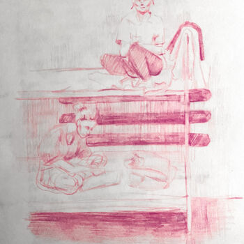 Peinture intitulée "Зарисовки заключенн…" par Elizaveta Povysheva (Aaltiorem), Œuvre d'art originale, Crayon