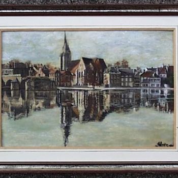 Painting titled "Pont sur Yonne" by Aantz, Original Artwork