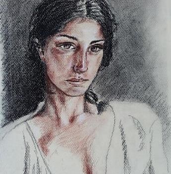 Drawing titled "jeune Kabyle" by Aantz, Original Artwork
