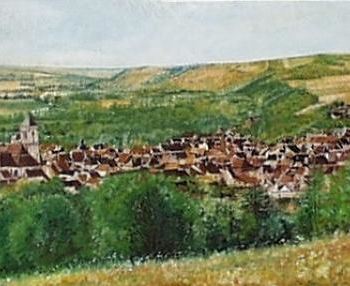 Schilderij getiteld "panorama de Cravant" door Aantz, Origineel Kunstwerk